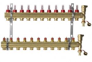 Danfoss 088U0731 Комплект коллекторов FHF-11F set с расходомерами, кронштейнами и воздухоотводчиками, 11 контуров