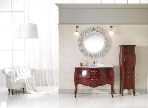Cezares TULIP 123 Mogano Комплект мебели с 2 ящиками (тумба+ Керамическая раковина-столешница+ Зеркало+ Светильники+ Колонна с одной распашной дверцей и выдвижным ящиком)