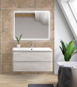 BelBagno ALBANO База под раковину подвесная с двумя выкатными ящиками, Rovere Vintage Bianco,900x450x500, ALBANO-900-2C-SO-RVB  c раковиной из литьевого мрамора, 900х455х145, BB900/455-LV-MR-ALR 