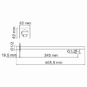 Wasser Kraft A090 Кронштейн для душа, 405мм, квадратное сечение