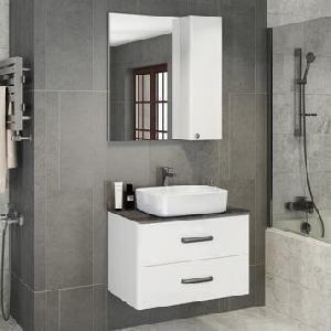 COMFORTY Тумба Амстердам 75 белая с черной матовой столешницей с раковиной COMFORTY T-Y9378