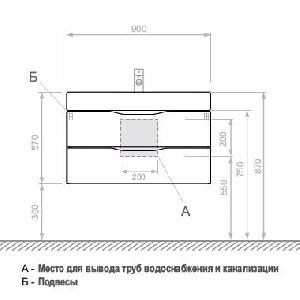 VERONA Viva тумба 90 подвесная с раковиной , 2 ящика VA105